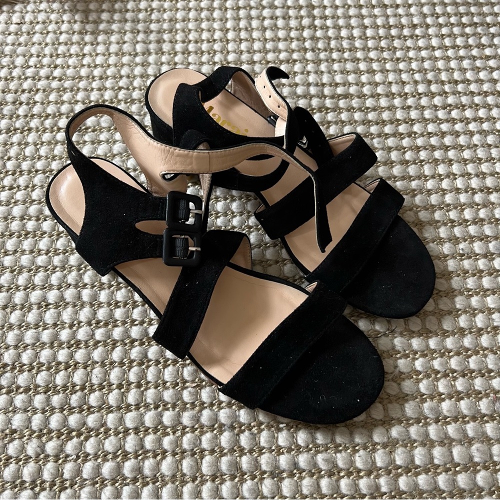 Marais USA Jardin black suede block-heeled sandals